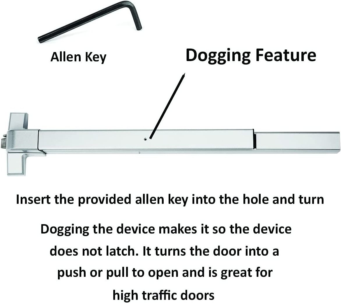 800mm 1000mm Push Bar Panic Exit Device Stainless Steel 304  Double Latch Panic Bar with Hex Key Dogging Fire Door Lock