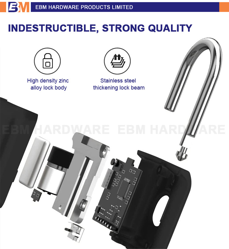 Fingerprint Padlock USB Rechargeable Keyless Smart Door Lock Biometric Fingerprint Lock Security Pad Lock for Cabinet Door