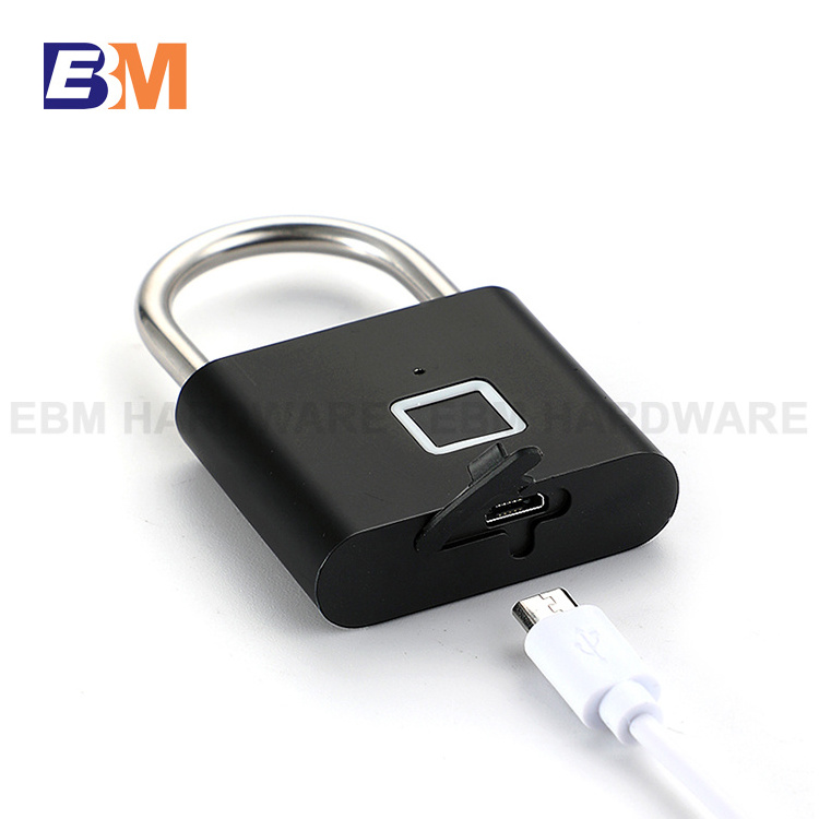 Fingerprint Padlock USB Rechargeable Keyless Smart Door Lock Biometric Fingerprint Lock Security Pad Lock for Cabinet Door