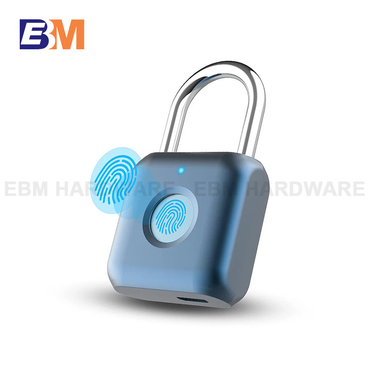 New design USB charge Keyless Finger Print Padlock Luggage Cabinet Fingerprint Smart Pad locks