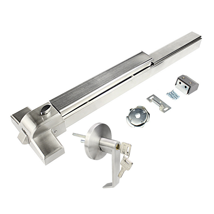 Fire proof 65cm 80cm 100cm stainless steel 304 /Steel emergency panic exit bar device door lock with outside trim lock