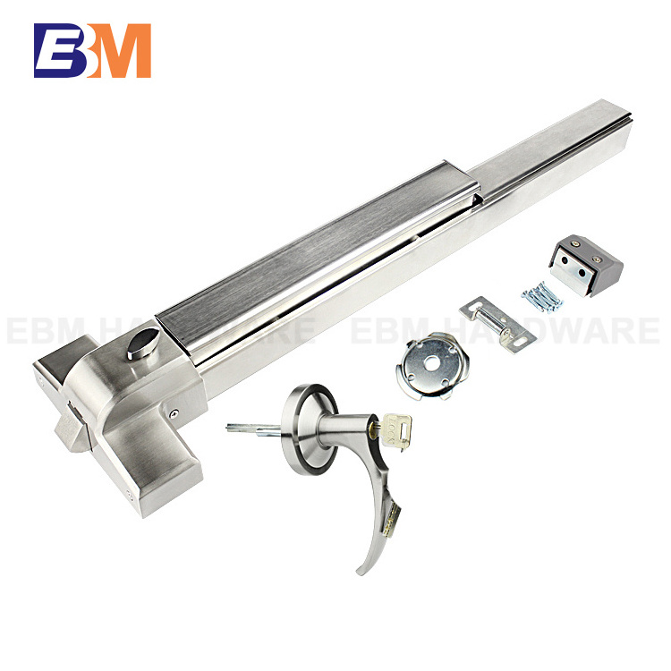 Fire proof 65cm 80cm 100cm stainless steel 304 /Steel emergency panic exit bar device door lock with outside trim lock