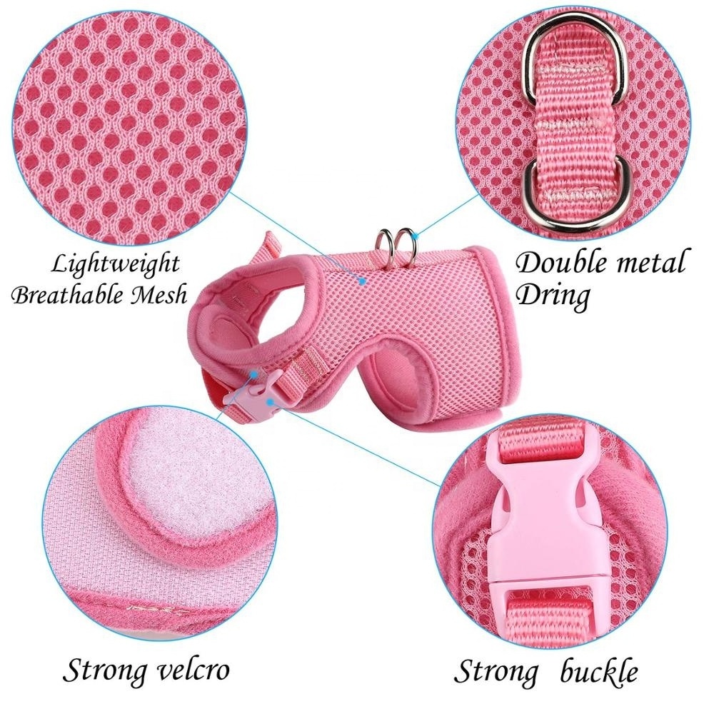 Escape Proof Soft Mesh Pets Clothes Vest Cat Harness with Leash Adjustable