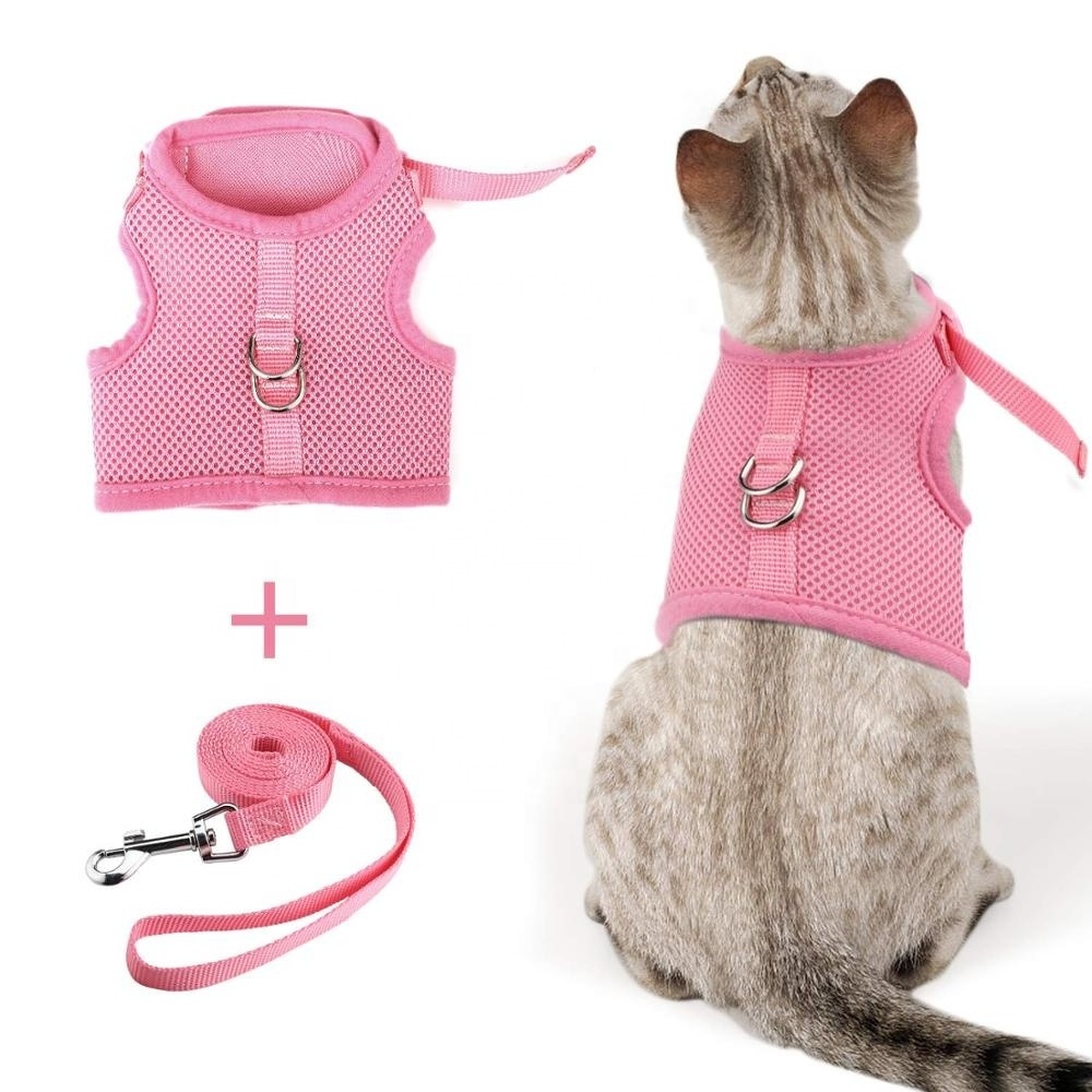 Escape Proof Soft Mesh Pets Clothes Vest Cat Harness with Leash Adjustable