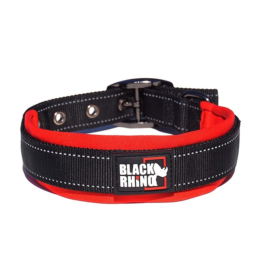 Adjustable 2 inch width nylon heavy duty tough dog collar with stainless steel metal buckle