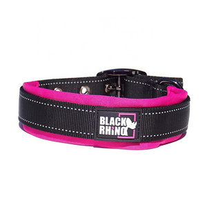 Adjustable 2 inch width nylon heavy duty tough dog collar with stainless steel metal buckle