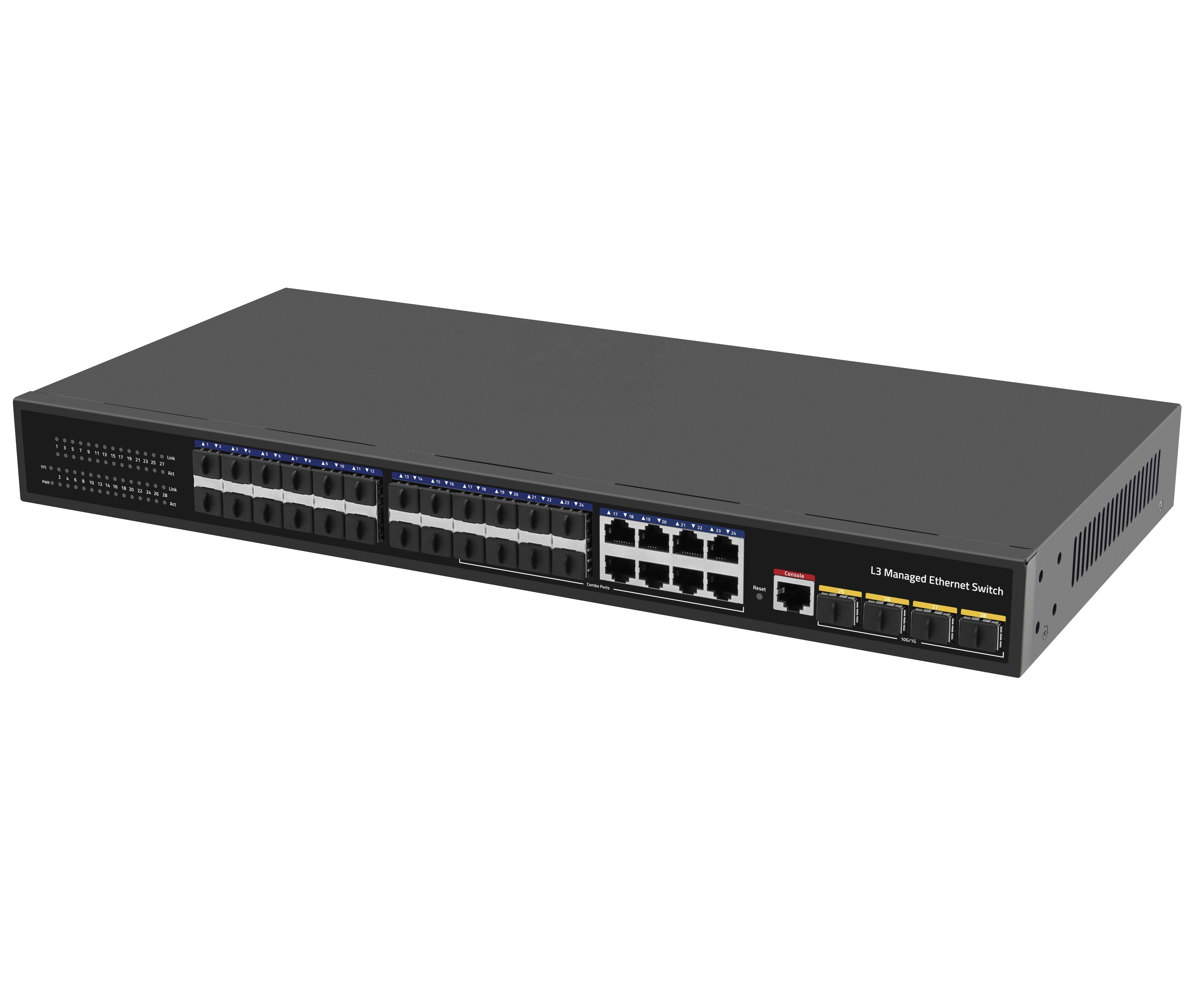 Ethernet Switch 24 Ports Gigabit 128gbps Optical Fiber Sfp 10g L3 Web Managed fiber core Switch