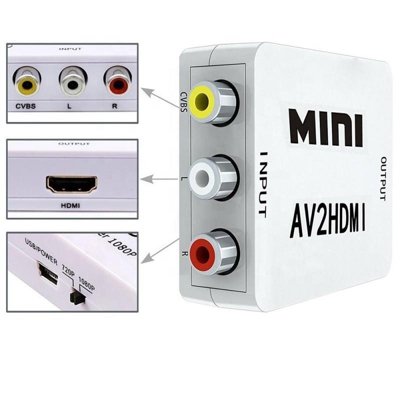 AV To HD MI-compatible Switch Box AV2HD MI Converter Full HD 1080P Audio Adapter Composite RCA TO HD MI-compatible Adapter