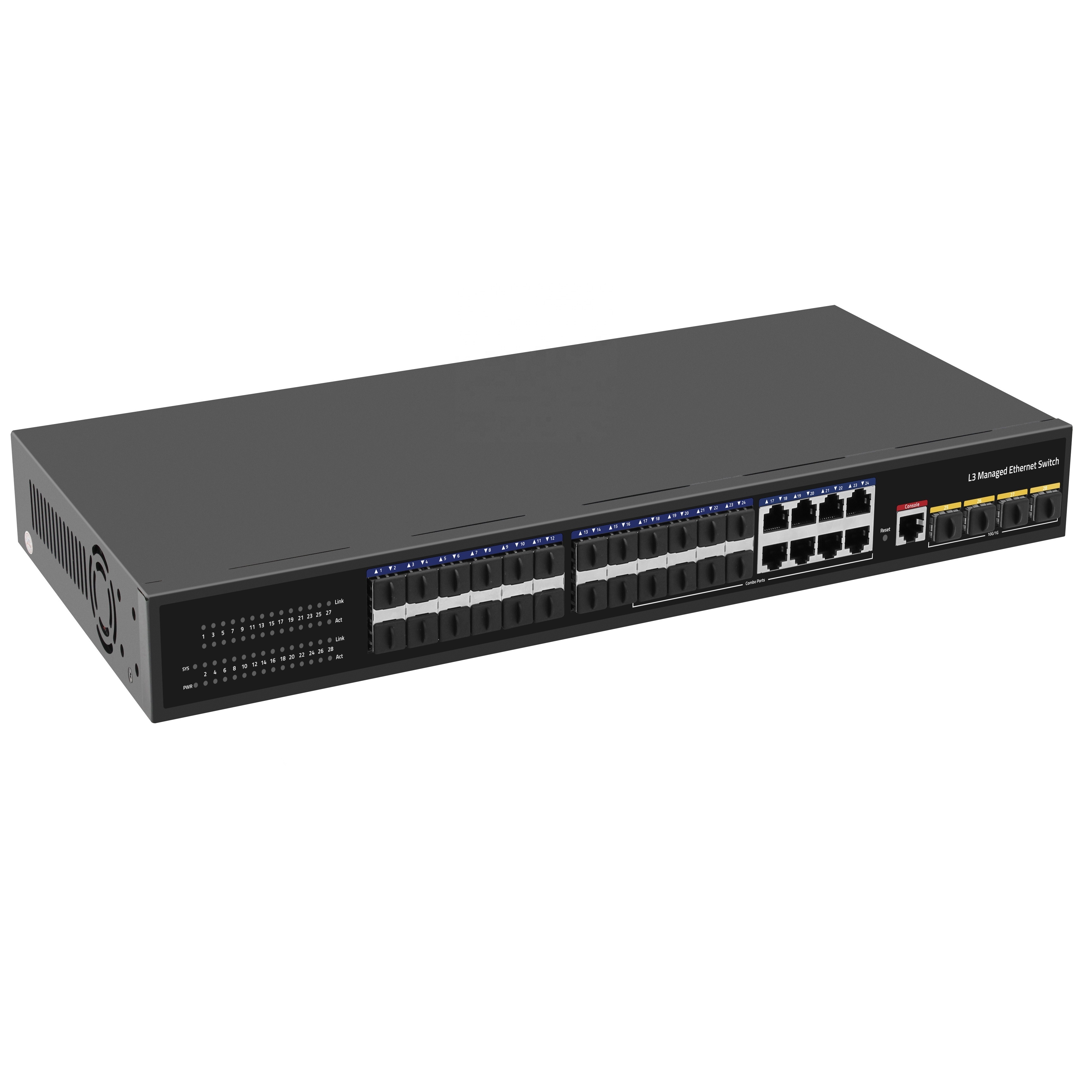 Ethernet Switch 24 Ports Gigabit 128gbps Optical Fiber Sfp 10g L3 Web Managed fiber core Switch