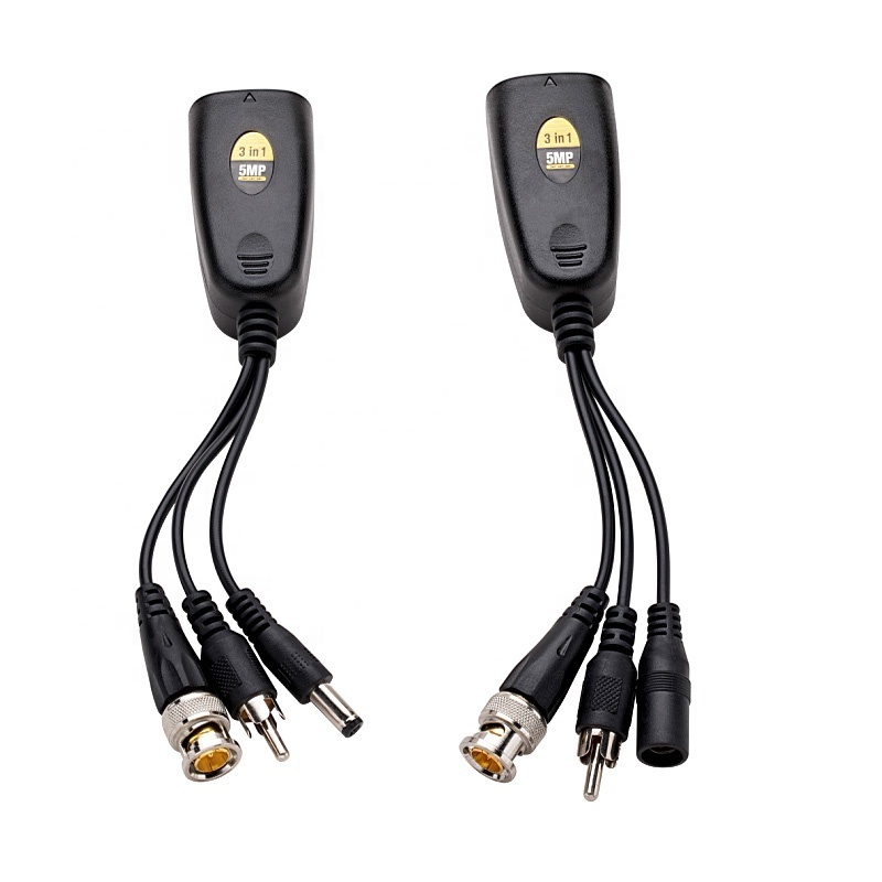 3in1 BNC to RJ45 CAT5 Video audio data Power video  Balun for cctv camera