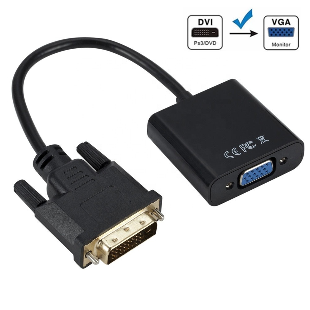 Full HD 1080P DVI-D DVI To VGA Adapter Video Cable Converter 24+1 25Pin to 15Pin Cable Converter for PC Computer Monitor