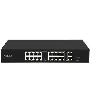 Desktop 1U Rack Mount 16 Ports Network Switch 200W Power Supply PoE Switch with 2 Gigabit Ethernet Uplink Ports