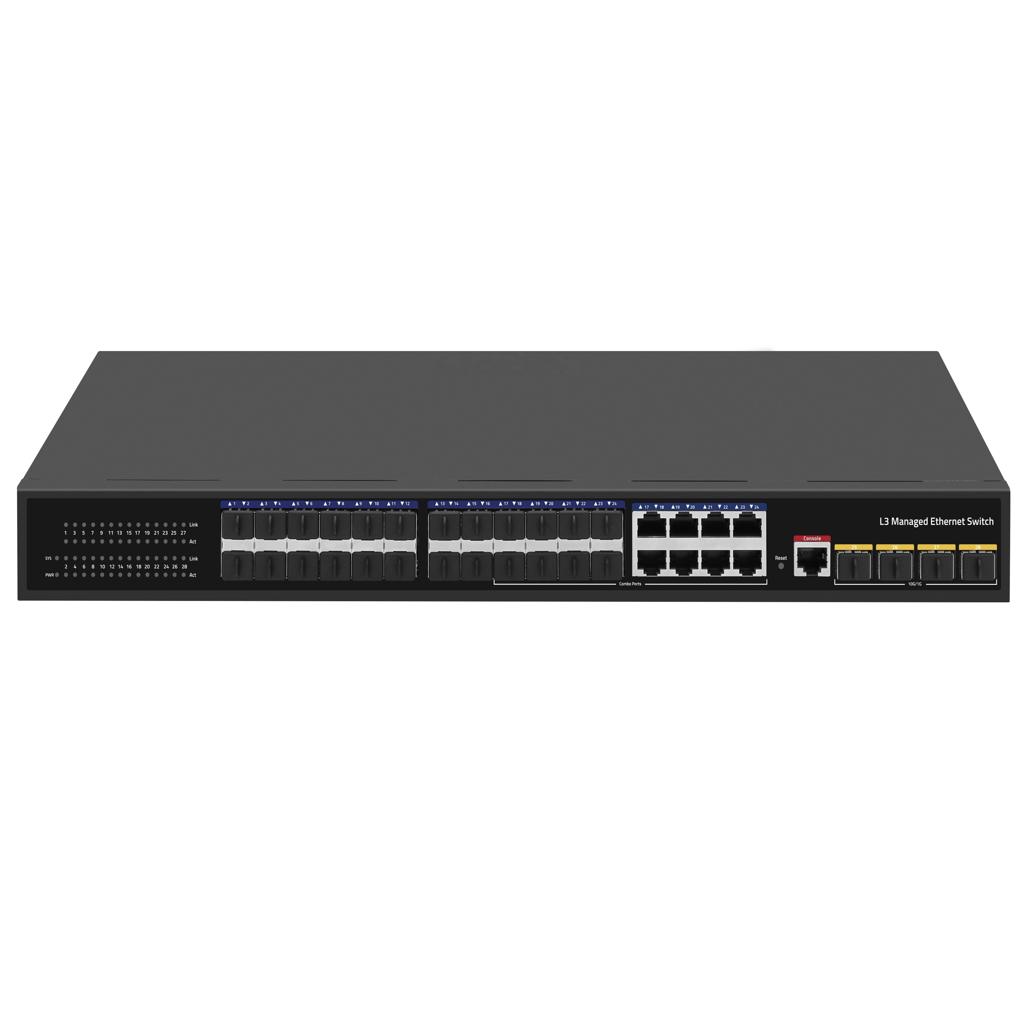 Ethernet Switch 24 Ports Gigabit 128gbps Optical Fiber Sfp 10g L3 Web Managed fiber core Switch