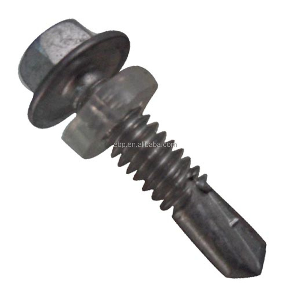 Zinc coated roof screw with rubber