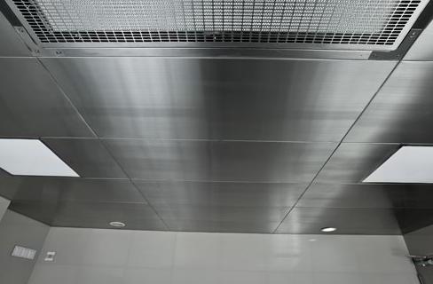 Suspended stainless steel ceiling tile