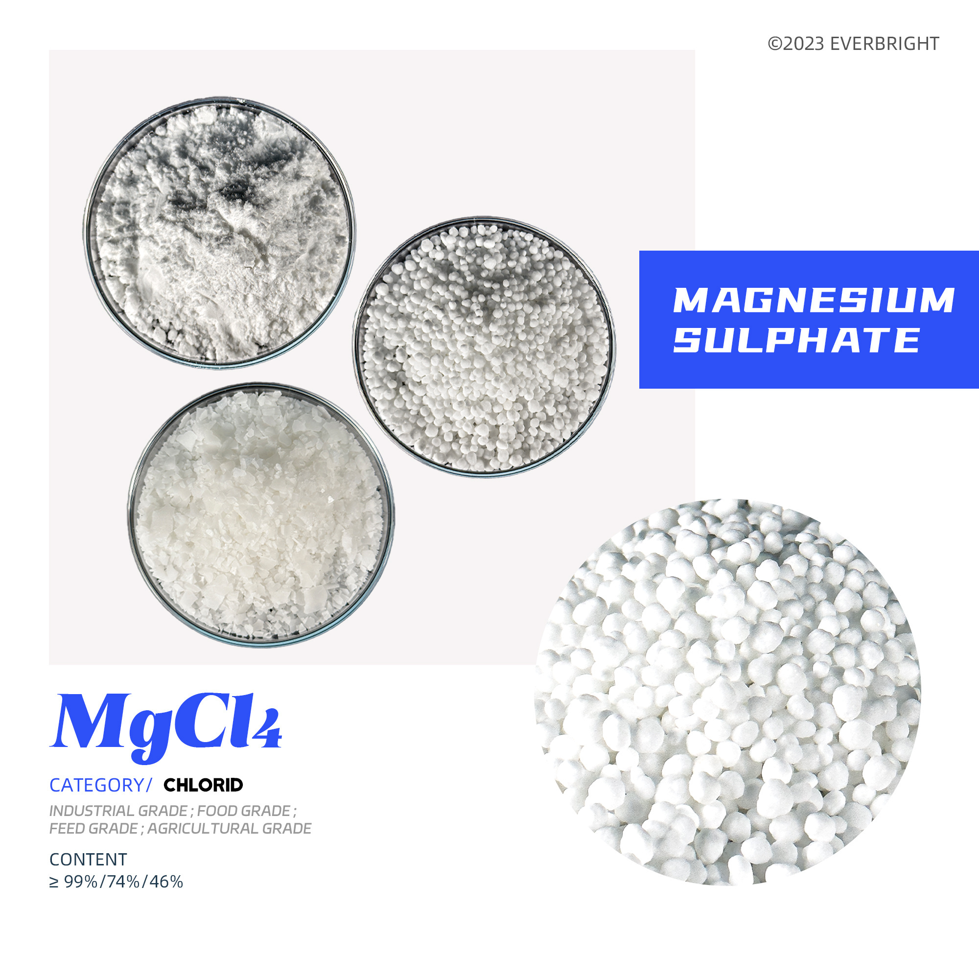 Industrial Grade Magnesium Chloride Hexahydrate anhydrous Mgcl2 Price Food Grade powder granular prills crystal flake 99%