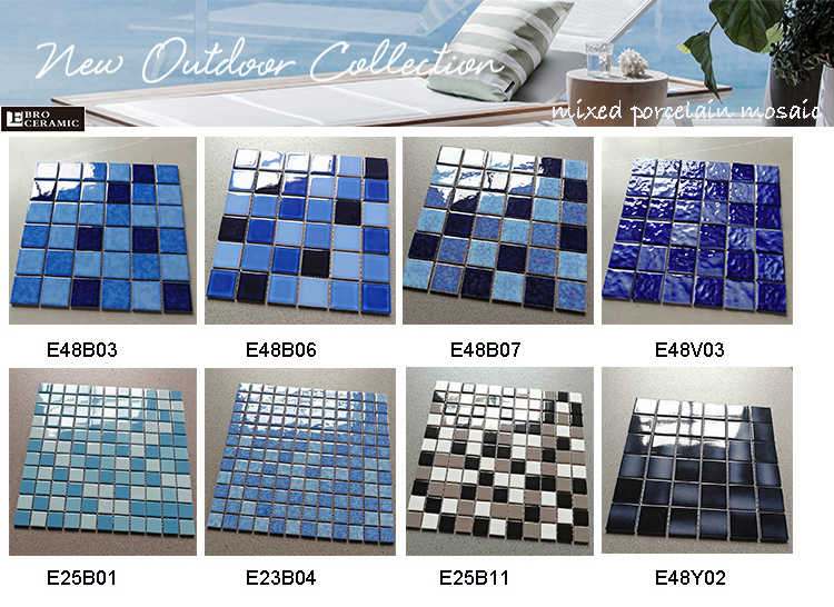 premium blue and white ceramic mosaic tiles Philippines for swimming pool