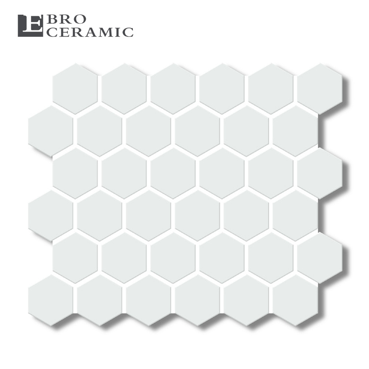 indoor decorative glazed ceramic hexagon shape mosaic feature design tiles for bathroom wall