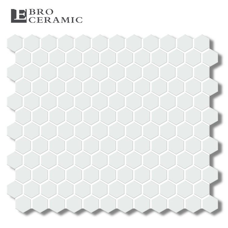 indoor decorative glazed ceramic hexagon shape mosaic feature tile for bathroom wall