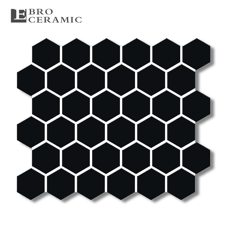 indoor decorative glazed ceramic hexagon shape mosaic feature design tiles for bathroom wall