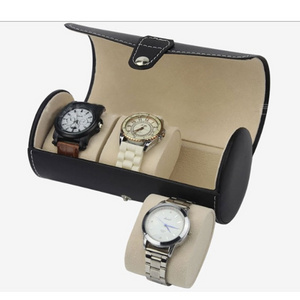 Luxury MAN Travel Leather Custom Two Watch Slots Watch Roll Box