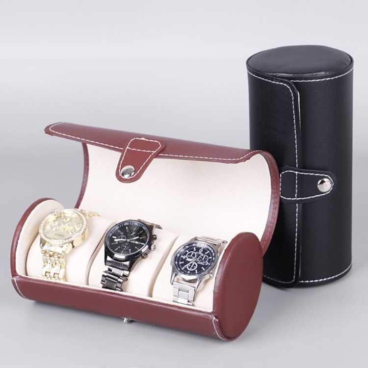 Luxury MAN Travel Leather Custom Two Watch Slots Watch Roll Box