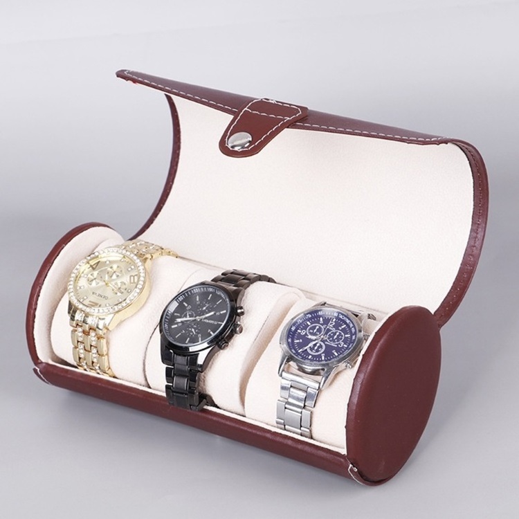 Luxury MAN Travel Leather Custom Two Watch Slots Watch Roll Box