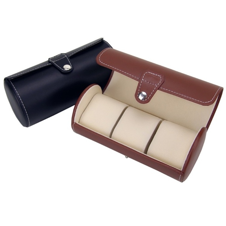 Luxury MAN Travel Leather Custom Two Watch Slots Watch Roll Box