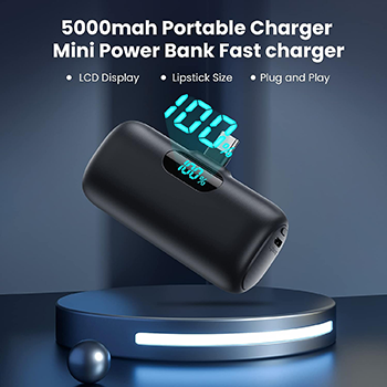 Mini Portable Charger 5000mAh Power Bank 3A PD USB C Portable Power LCD Display Battery Pack Compatible with iPhone Android  etc