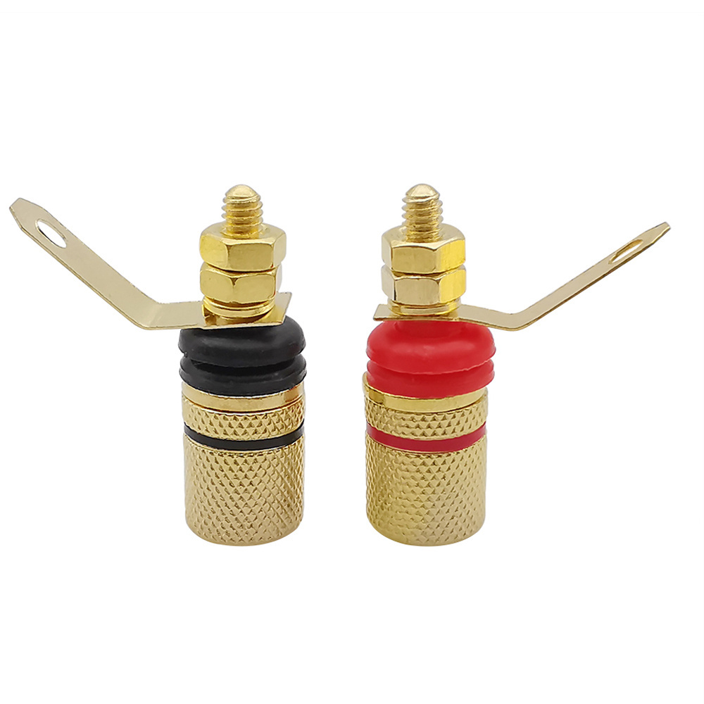 2Pcs Speaker 4mm Banana Plug Socket Gold Plated Amplifier Terminal Binding Post Connector