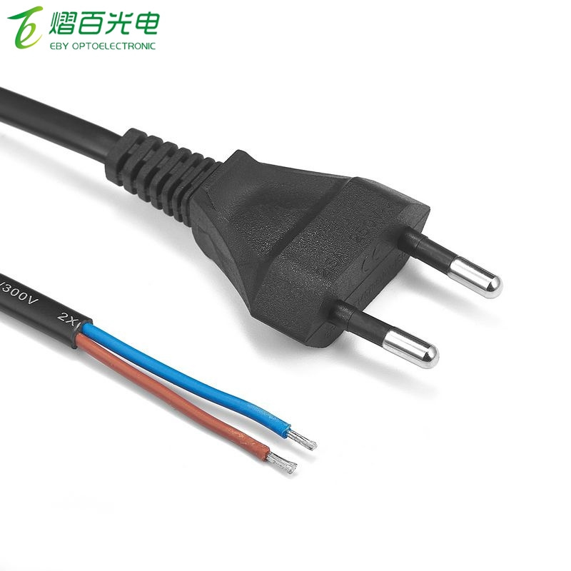 50pcs Euro Plug Power Supply Cord 0.5m 1m 1.5m 2m 3m 0.75mm Electric Wire EU Power Cable For Lamps Light Extension Socket Radio