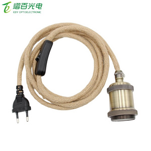 Vintage Style Hemp Rope Pendant Light Cord Kits European Plug  Switch E27 Vintage Lamp Holder for Simple Hanging Lamp Decor