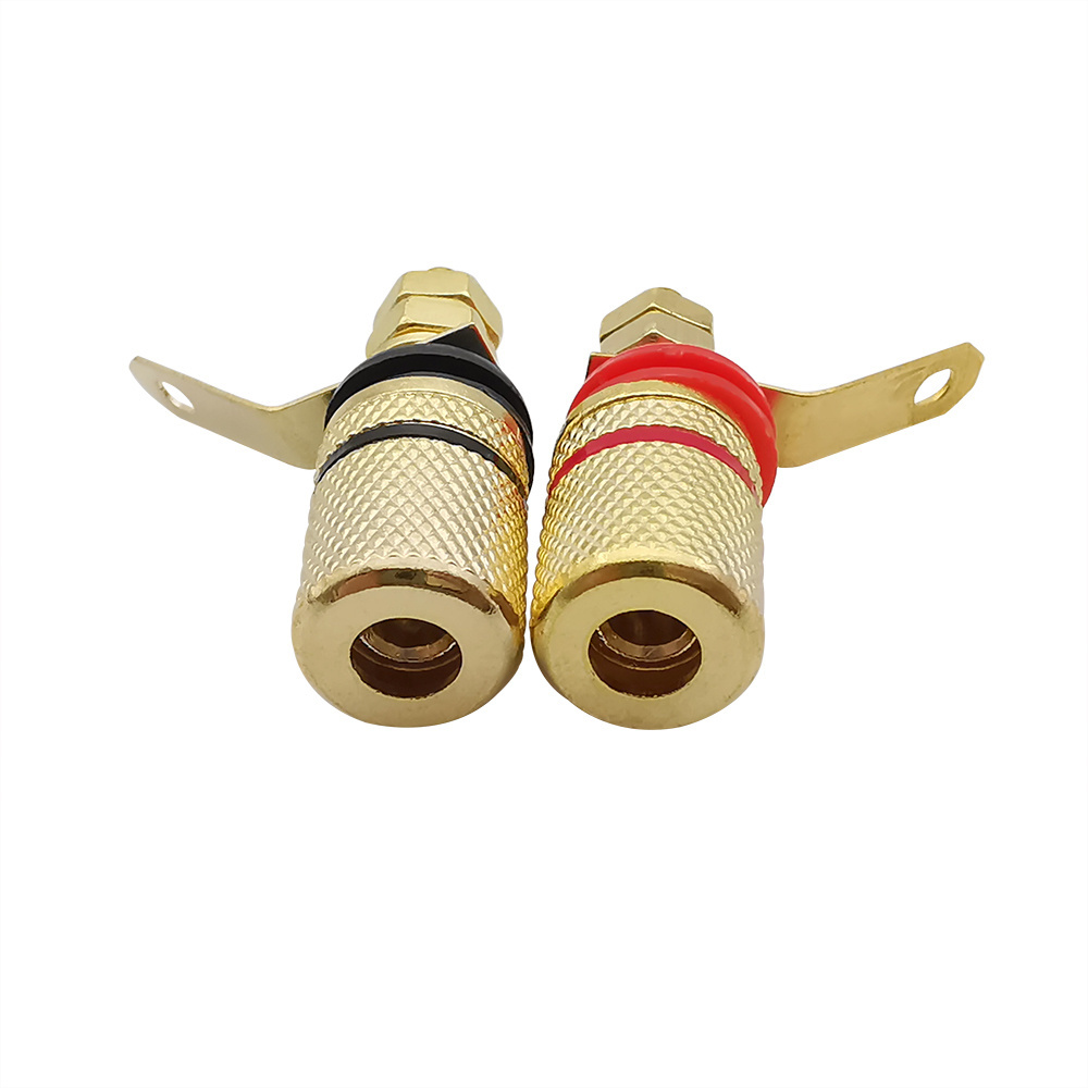 2Pcs Speaker 4mm Banana Plug Socket Gold Plated Amplifier Terminal Binding Post Connector