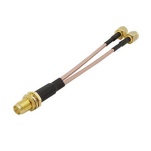 2X Male to SMA Female Bulkhead Antenna RF Coaxial Connector Pigtail Y Splitter RG316 Extension Jumper Cable