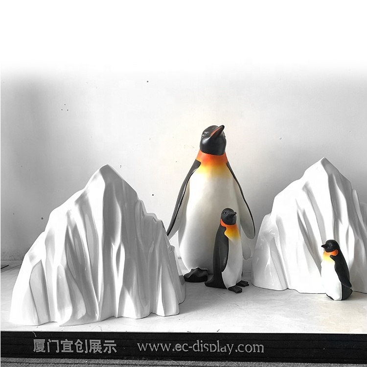 Big fiberglass penguin sculpture window displays animal statues