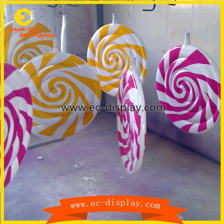 Hot selling fiberglass giant lollipop resin crafts for home decoration resin candy display props