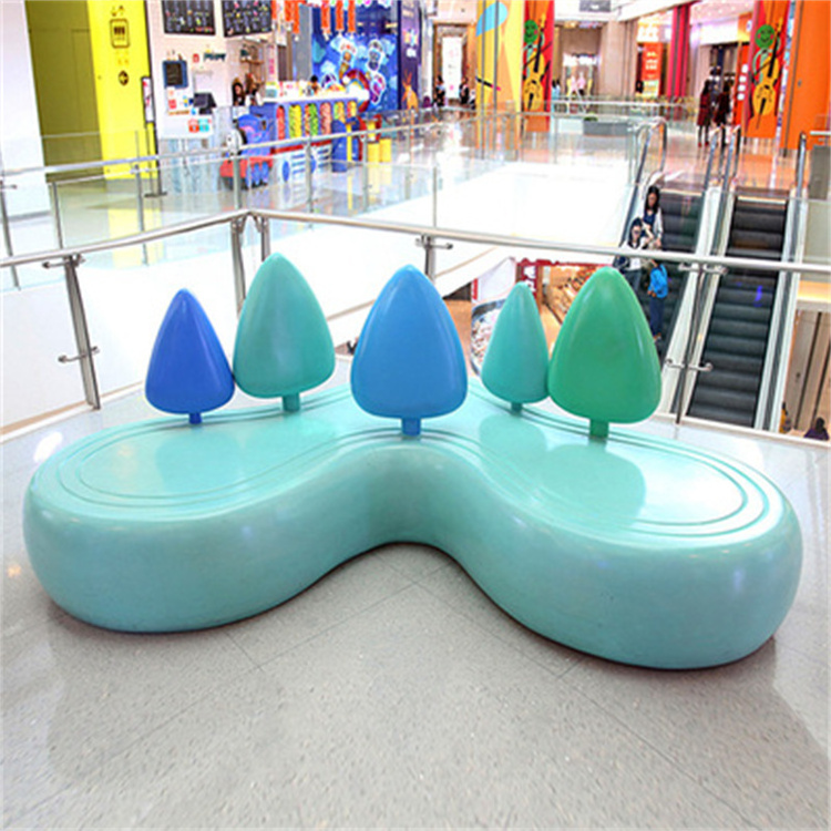 Fashion park furniture fiberglass grove bench shopping mall bench creative shaped bench