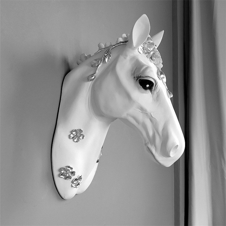 Ins style Nordic bar animal wall hanging decoration living room creative three-dimensional horse head resin ornaments