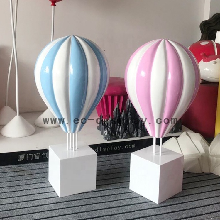 Large Wedding party props blue resin fiberglass hot air balloon display decorations for sale