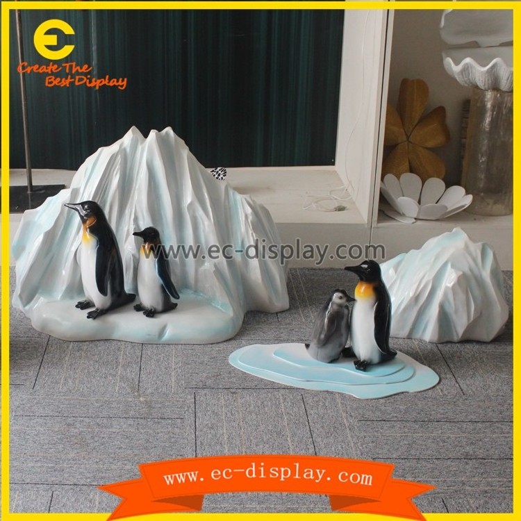 Big fiberglass penguin sculpture window displays animal statues