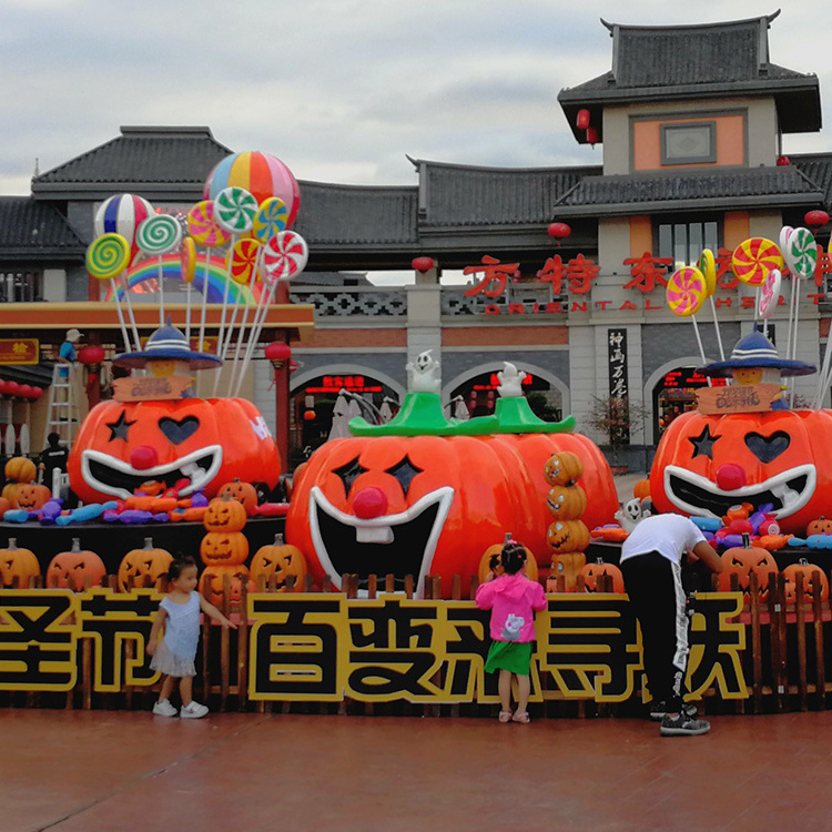 Fashion Giant Fiberglass Halloween Decorative Pumpkin Sculpture Simulated Pumpkin statues for shopping mall