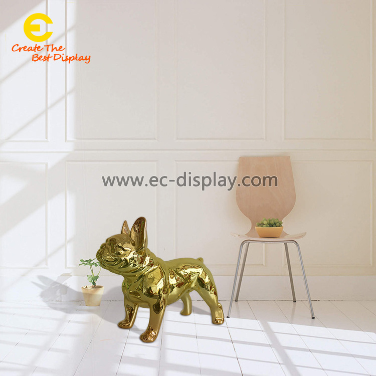 fiberglass life size anime figure statue resin golden polished dog electroplated spraying sculpture props