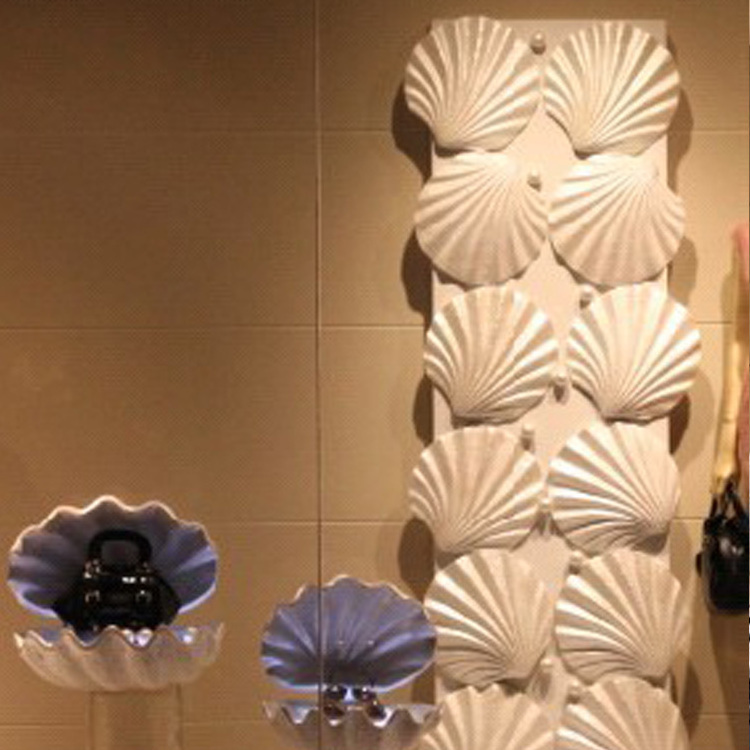 wholesale fashion durable white big seashell sculpture crafts brand window display