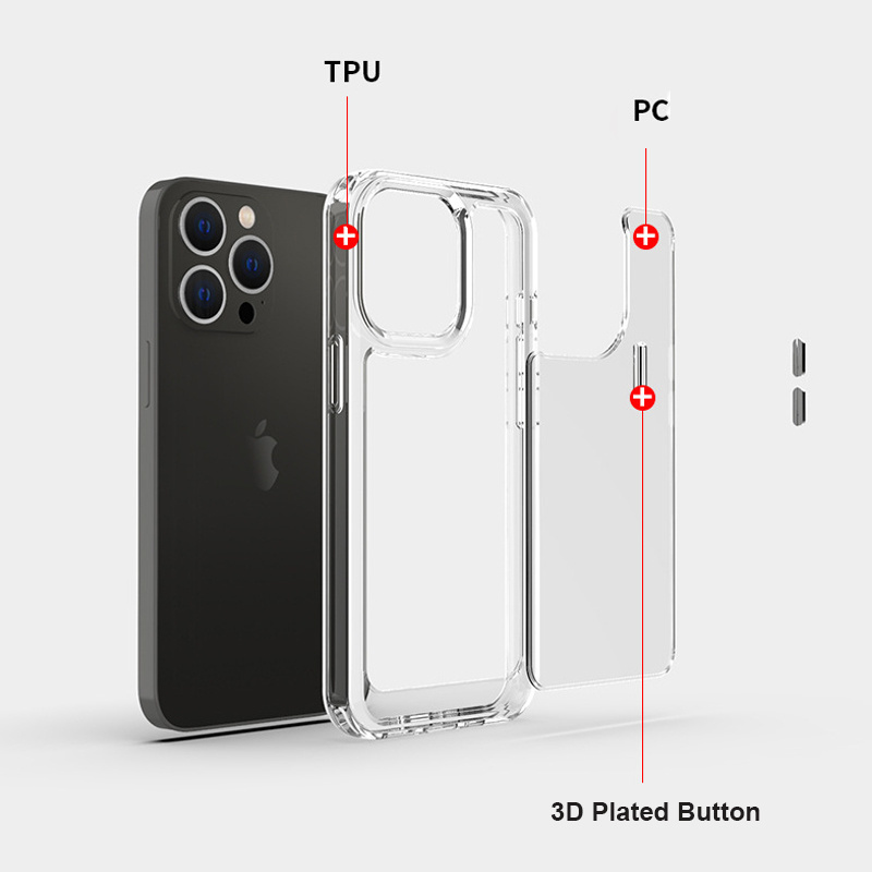 Best selling 1.5mm hard mobile cell accessories cover for apple fundas iphone X XR 11 12 13 14 15 16 Pro max clear phone case