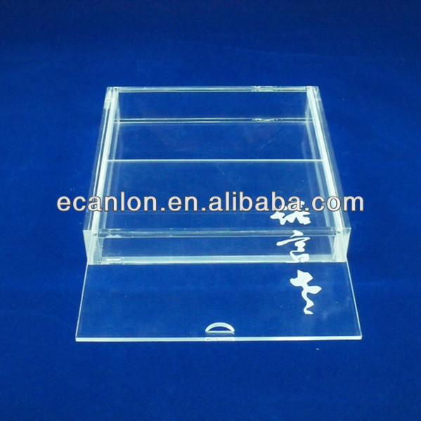 Factory supply clear acrylic boxes with flip lid, plexiglass box with lid and custom logo