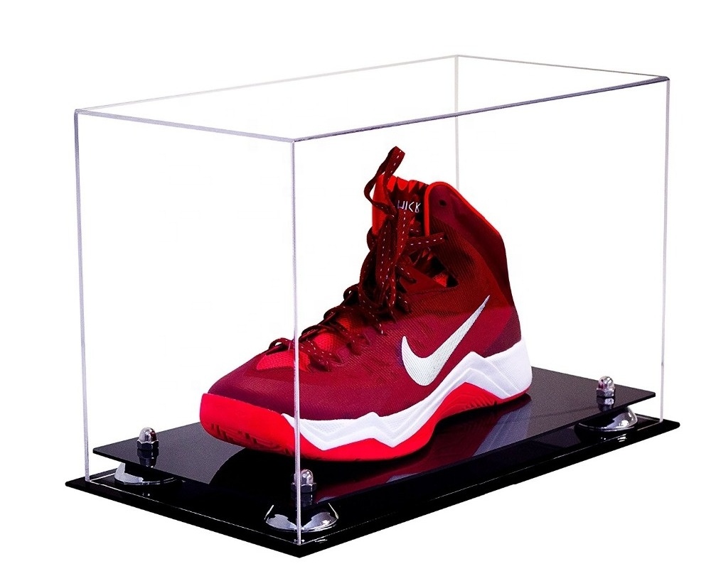 Customize clear acrylic shoes/sneaker display case with black base