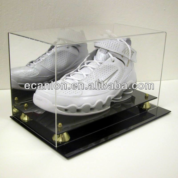 Customize clear acrylic shoes/sneaker display case with black base