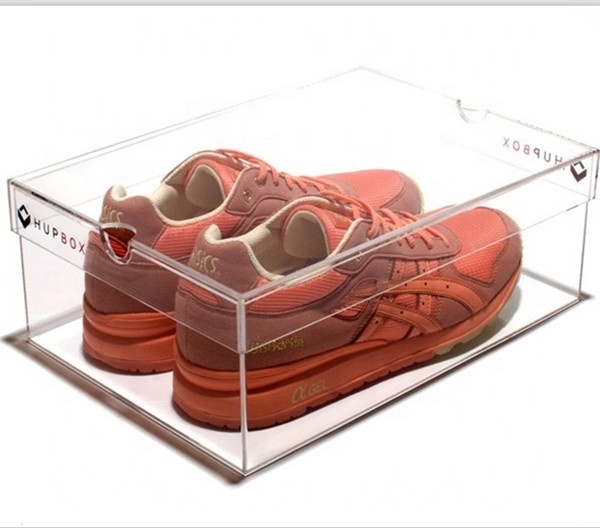 Customize clear acrylic shoes/sneaker display case with black base