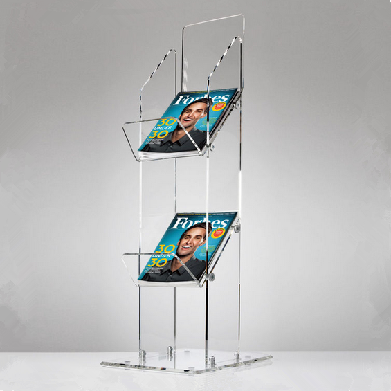 Disassembled transparent commercial floor magazine rack acrylic magazine holder