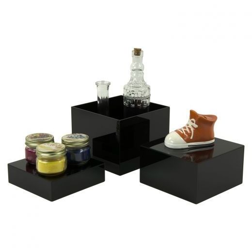 Black Acrylic cube riser stand,cube acrylic display stand